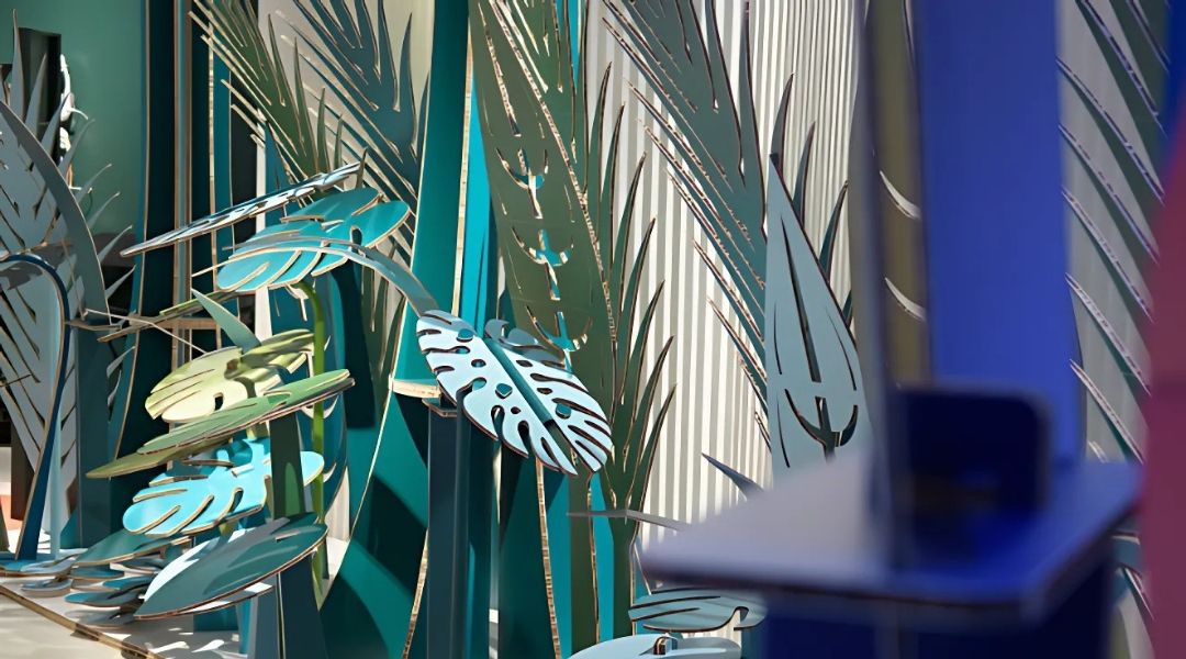 Airside Spirit of Sumatra exhibition — cardboard tropical installation